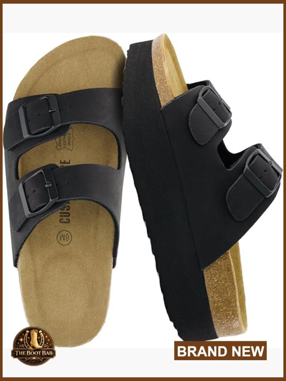 Comfortable Platform Sandals with Double Buckle Straps and Suede Footbed